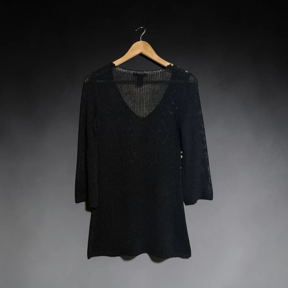 BCBGMaxAzria Black Open-Weave Knit Top - Picture 7 of 8